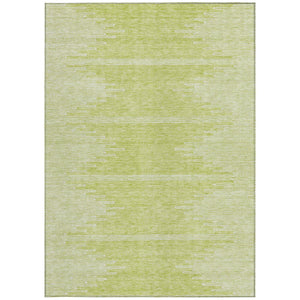 Homeroots 3' Stylish Artichoke Green Ivory Abstract Washable Area Rug For Indoor And Outdoor Spaces 9' X 12' Polyester 579875