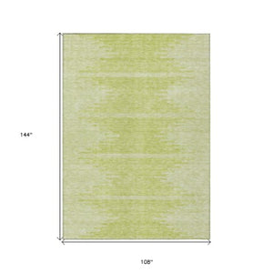 Homeroots 3' Stylish Artichoke Green Ivory Abstract Washable Area Rug For Indoor And Outdoor Spaces 9' X 12' Polyester 579875