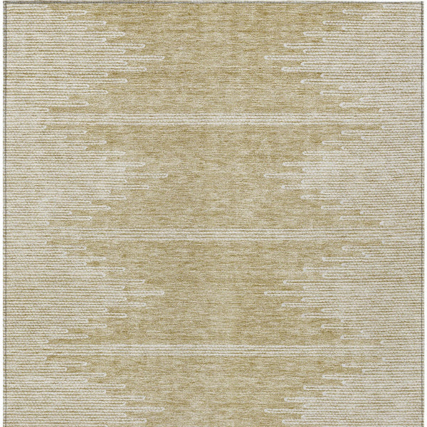 Homeroots 3' Stylish Artichoke Green Ivory Abstract Washable Area Rug For Indoor And Outdoor Spaces 3' X 5' Polyester 579877