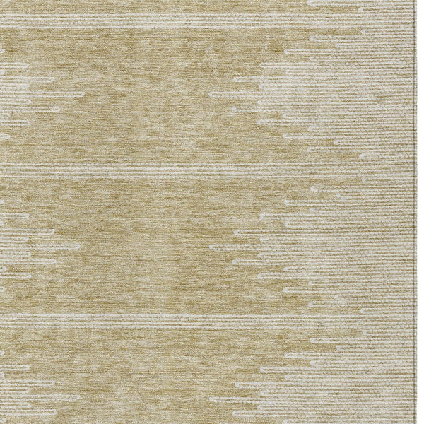 Homeroots 3' Stylish Artichoke Green Ivory Abstract Washable Area Rug For Indoor And Outdoor Spaces 5' X 8' Polyester 579878