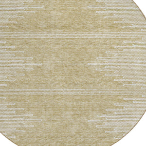 Homeroots 3' Stylish Artichoke Green Ivory Abstract Washable Area Rug For Indoor And Outdoor Spaces 8' Round Polyester 579879