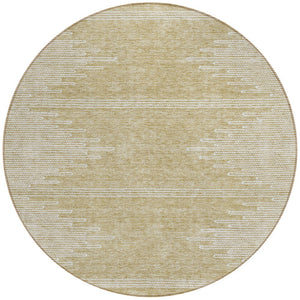 Homeroots 3' Stylish Artichoke Green Ivory Abstract Washable Area Rug For Indoor And Outdoor Spaces 8' Round Polyester 579879