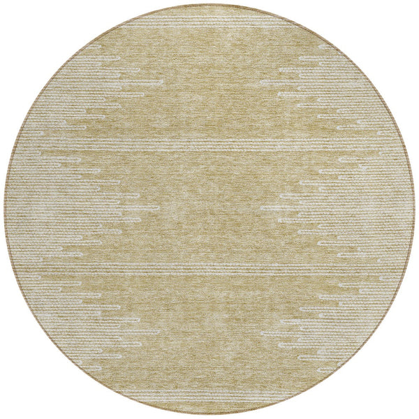 Homeroots 3' Stylish Artichoke Green Ivory Abstract Washable Area Rug For Indoor And Outdoor Spaces 8' Round Polyester 579879