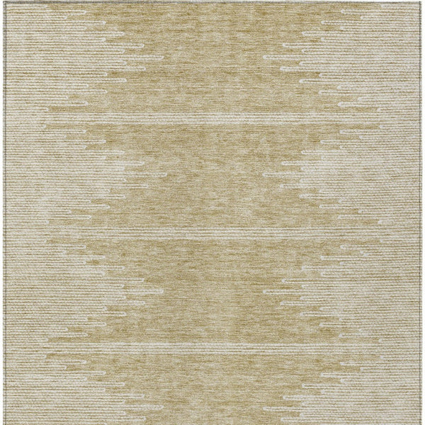 Homeroots 3' Stylish Artichoke Green Ivory Abstract Washable Area Rug For Indoor And Outdoor Spaces 10' X 14' Polyester 579882