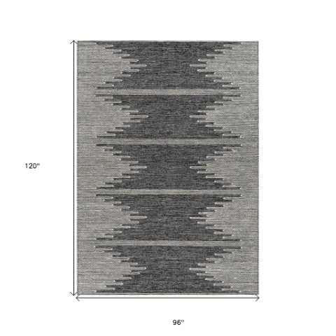 Homeroots 3' Stylish Artichoke Green Ivory Abstract Washable Area Rug For Indoor And Outdoor Spaces 8' X 10' Polyester 579886