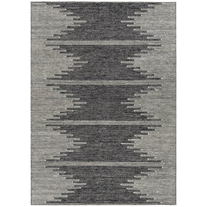 HomeRoots 5' Charcoal and Ivory Abstract Area Rug - Stylish, Washable, Durable for Indoor and Outdoor Use 8' X 10' 579886