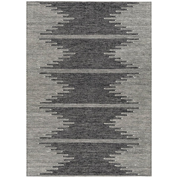 HomeRoots 9' Charcoal and Ivory Abstract Area Rug for Indoor Outdoor Use - Durable, Washable, and Stylish 9' X 12' 579887