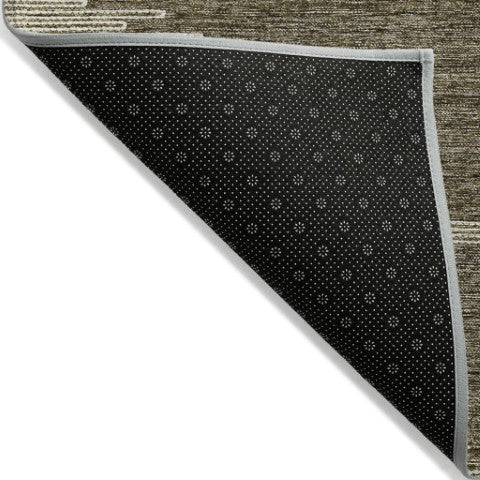 Homeroots 3' Stylish Artichoke Green Ivory Abstract Washable Area Rug For Indoor And Outdoor Spaces 3' X 5' Polyester 579889