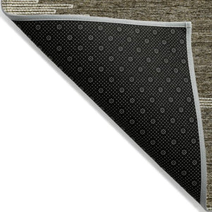 Homeroots 3' Stylish Artichoke Green Ivory Abstract Washable Area Rug For Indoor And Outdoor Spaces 3' X 5' Polyester 579889