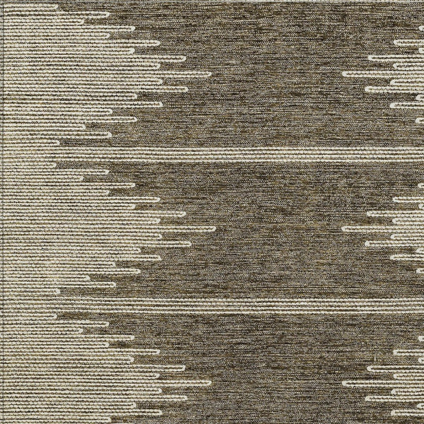 Homeroots 3' Stylish Artichoke Green Ivory Abstract Washable Area Rug For Indoor And Outdoor Spaces 3' X 5' Polyester 579889