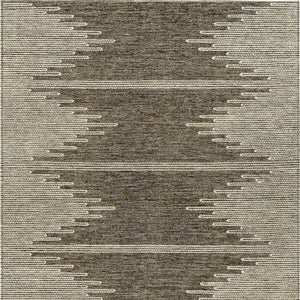 Homeroots 3' Stylish Artichoke Green Ivory Abstract Washable Area Rug For Indoor And Outdoor Spaces 5' X 8' Polyester 579890