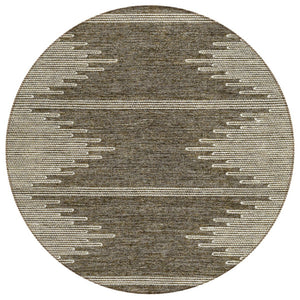 HomeRoots 5' Abstract Coffee and Ivory Washable Area Rug – Stylish, Durable Indoor/Outdoor Design for Any Space 8' Round 579891