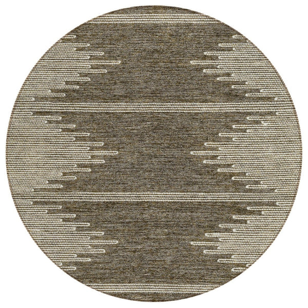 HomeRoots 5' Abstract Coffee and Ivory Washable Area Rug – Stylish, Durable Indoor/Outdoor Design for Any Space 8' Round 579891