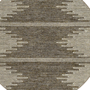 Homeroots 3' Stylish Artichoke Green Ivory Abstract Washable Area Rug For Indoor And Outdoor Spaces 8' Round Polyester 579891