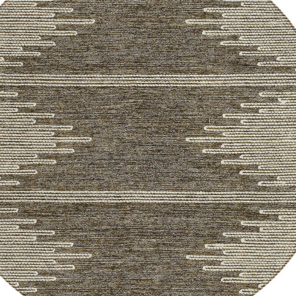 Homeroots 3' Stylish Artichoke Green Ivory Abstract Washable Area Rug For Indoor And Outdoor Spaces 8' Round Polyester 579891