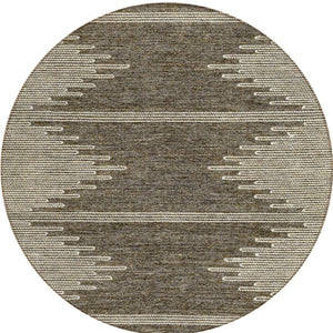 Homeroots 3' Stylish Artichoke Green Ivory Abstract Washable Area Rug For Indoor And Outdoor Spaces 8' Round Polyester 579891