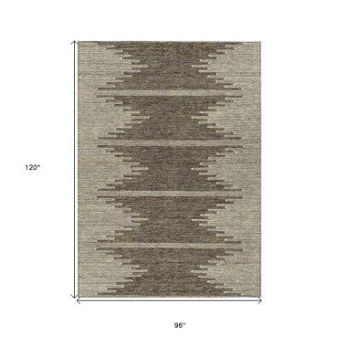 Homeroots 3' Stylish Artichoke Green Ivory Abstract Washable Area Rug For Indoor And Outdoor Spaces 8' X 10' Polyester 579892