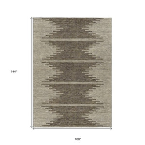 Homeroots 3' Stylish Artichoke Green Ivory Abstract Washable Area Rug For Indoor And Outdoor Spaces 9' X 12' Polyester 579893