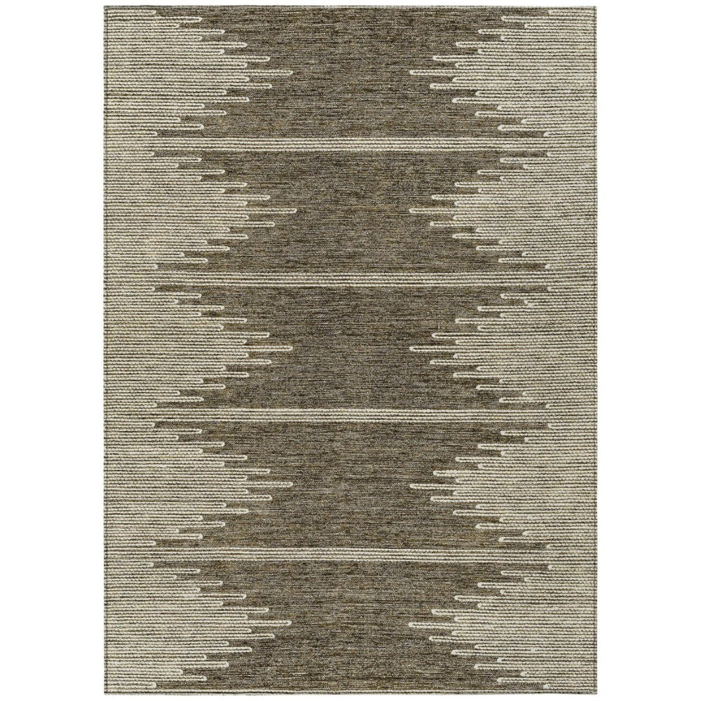 HomeRoots 9' Coffee and Ivory Abstract Area Rug – Stylish, Washable, Durable for Indoor and Outdoor Use 9' X 12' 579893