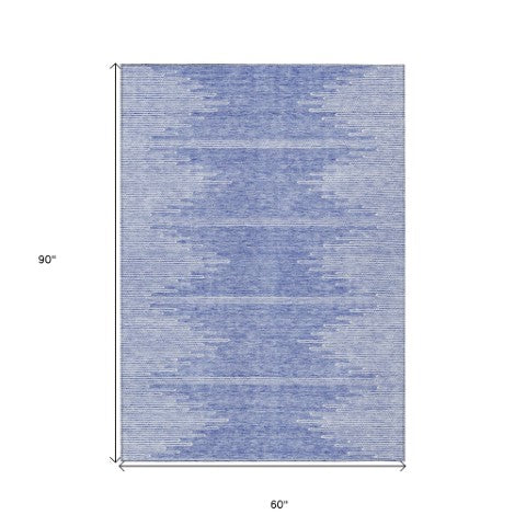 Homeroots 3' Stylish Artichoke Green Ivory Abstract Washable Area Rug For Indoor And Outdoor Spaces 5' X 8' Polyester 579896