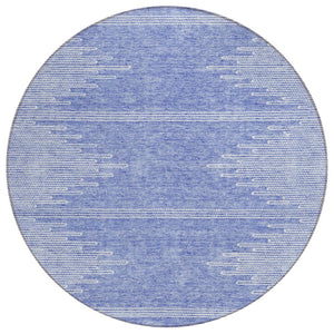 HomeRoots 5' Stylish Denim Blue and Ivory Abstract Washable Area Rug for Indoor-Outdoor Living Spaces 8' Round 579897