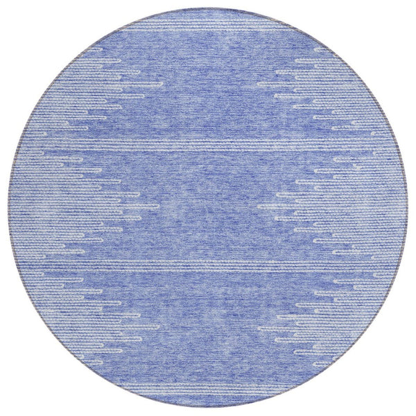 HomeRoots 5' Stylish Denim Blue and Ivory Abstract Washable Area Rug for Indoor-Outdoor Living Spaces 8' Round 579897