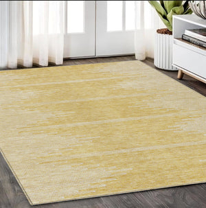 Homeroots 3' Stylish Artichoke Green Ivory Abstract Washable Area Rug For Indoor And Outdoor Spaces 5' X 8' Polyester 579902