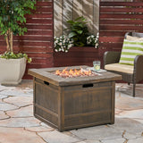 Christopher Knight Home® - Noble House - Landman Outdoor Rustic Square Lightweight Concrete Fire Pit