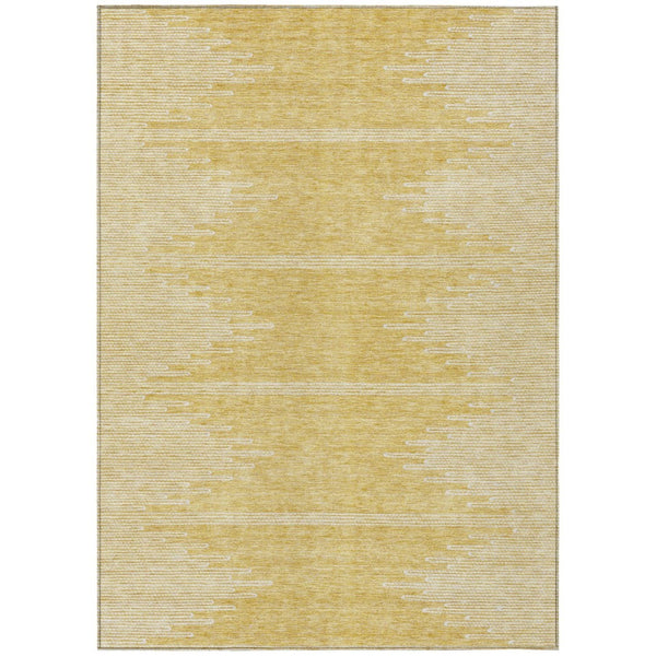 HomeRoots 9' Gold and Ivory Abstract Area Rug - Stylish, Washable, Durable for Indoor and Outdoor Spaces 9' X 12' 579905