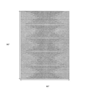 Homeroots 3' Stylish Artichoke Green Ivory Abstract Washable Area Rug For Indoor And Outdoor Spaces 5' X 8' Polyester 579908