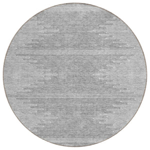 HomeRoots 5' Gray and Ivory Abstract Area Rug - Durable, Machine Washable for Indoor and Outdoor Use, Stylish Design 8' Round 579909
