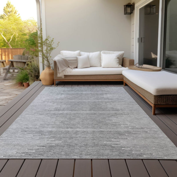 HomeRoots 5' Gray and Ivory Abstract Area Rug - Durable, Machine Washable for Indoor and Outdoor Use, Stylish Design 8' X 10' 579910