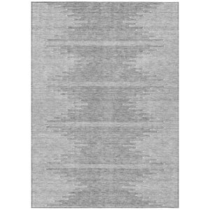 HomeRoots 5' Gray and Ivory Abstract Area Rug - Durable, Machine Washable for Indoor and Outdoor Use, Stylish Design 8' X 10' 579910