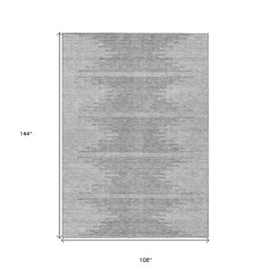 Homeroots 3' Stylish Artichoke Green Ivory Abstract Washable Area Rug For Indoor And Outdoor Spaces 9' X 12' Polyester 579911