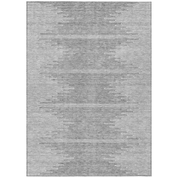 HomeRoots 5' Gray and Ivory Abstract Area Rug - Durable, Machine Washable for Indoor and Outdoor Use, Stylish Design 10' X 14' 579912