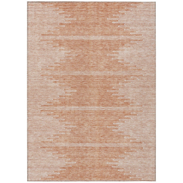 HomeRoots 5' Salmon and Ivory Abstract Area Rug – Modern, Washable Design for Indoor and Outdoor Spaces 5' X 8' 579920