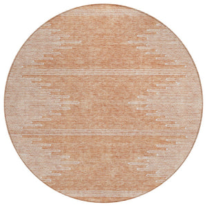 HomeRoots 5' Salmon and Ivory Abstract Area Rug – Modern, Washable Design for Indoor and Outdoor Spaces 8' Round 579921