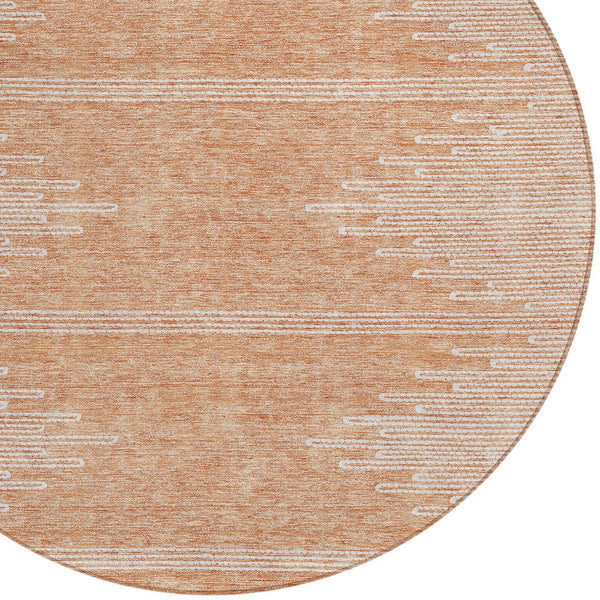 Homeroots 3' Stylish Artichoke Green Ivory Abstract Washable Area Rug For Indoor And Outdoor Spaces 8' Round Polyester 579921