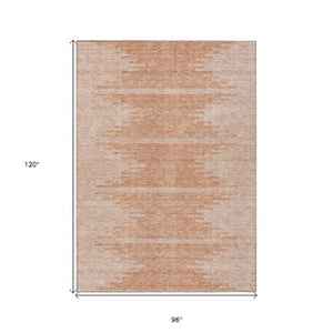 Homeroots 3' Stylish Artichoke Green Ivory Abstract Washable Area Rug For Indoor And Outdoor Spaces 8' X 10' Polyester 579922