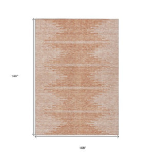 Homeroots 3' Stylish Artichoke Green Ivory Abstract Washable Area Rug For Indoor And Outdoor Spaces 9' X 12' Polyester 579923