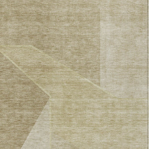 Homeroots 3' Stylish Beige Tan And Ivory Geometric Washable Area Rug For Indoor And Outdoor Spaces 3' X 5' Polyester 579925