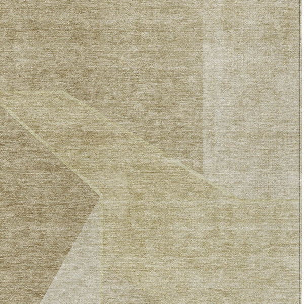 Homeroots 3' Stylish Beige Tan And Ivory Geometric Washable Area Rug For Indoor And Outdoor Spaces 5' X 8' Polyester 579926