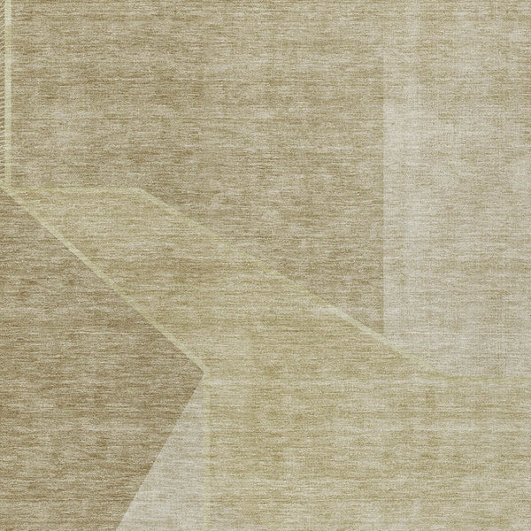 Homeroots 3' Stylish Beige Tan And Ivory Geometric Washable Area Rug For Indoor And Outdoor Spaces 8' X 10' Polyester 579928