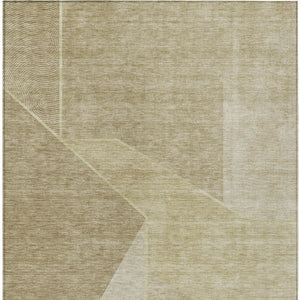 Homeroots 3' Stylish Beige Tan And Ivory Geometric Washable Area Rug For Indoor And Outdoor Spaces 10' X 14' Polyester 579930