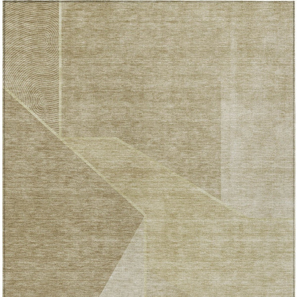 Homeroots 3' Stylish Beige Tan And Ivory Geometric Washable Area Rug For Indoor And Outdoor Spaces 10' X 14' Polyester 579930