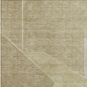 Homeroots 3' Stylish Beige Tan And Ivory Geometric Washable Area Rug For Indoor And Outdoor Spaces 10' X 14' Polyester 579930