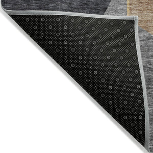 HomeRoots 5' Geometric Washable Area Rug in Charcoal, Taupe & Gray - Perfect for Indoor & Outdoor Spaces 5' X 8' 579932