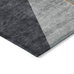 HomeRoots 5' Geometric Washable Area Rug in Charcoal, Taupe & Gray - Perfect for Indoor & Outdoor Spaces 5' X 8' 579932