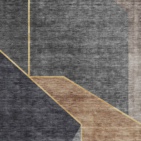 Homeroots 3' Stylish Beige Tan And Ivory Geometric Washable Area Rug For Indoor And Outdoor Spaces 8' X 10' Polyester 579934