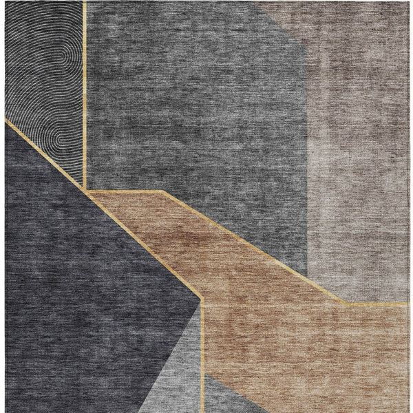 Homeroots 3' Stylish Beige Tan And Ivory Geometric Washable Area Rug For Indoor And Outdoor Spaces 10' X 14' Polyester 579936